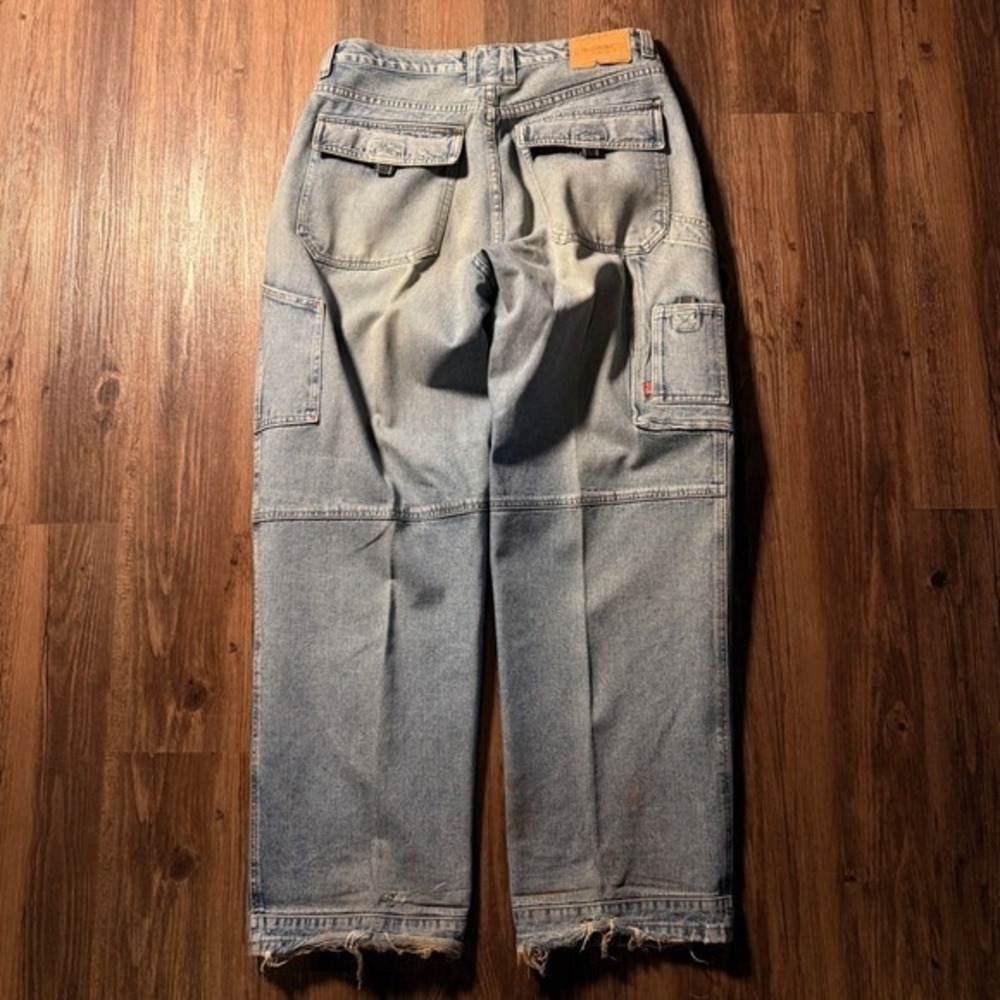 Vintage Machine Jeans Co Mens 36x32 Carpenter Jeans Light Wash Double Knee Baggy